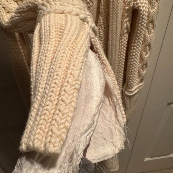 ZARA Cream Long Cable Knit Coat/Cardigan - Picture 3 of 4